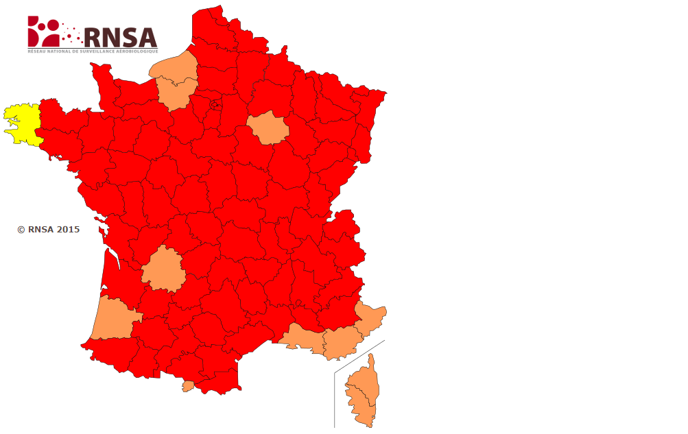 carte de vigilance du pollen en France
