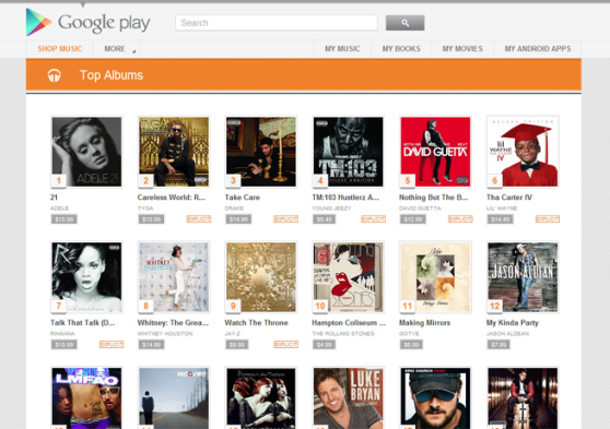 Capture du site Google Play Music